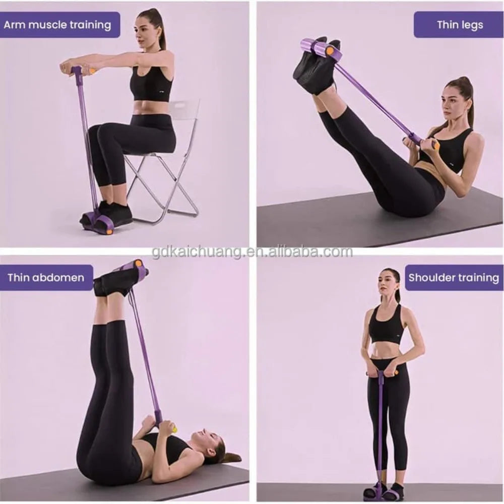 4/6 TubeElastic Yoga Pedal Puller Resistance Band Workout Pull Tension Rope for Abdomen/Waist/Leg Stretching Slimming Training