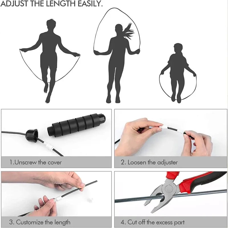 Corde à Sauter Professionnelle en Acier avec Longueur Réglable